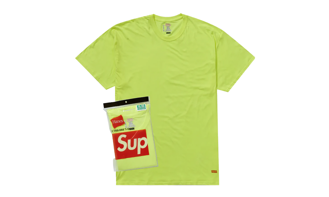 Supreme Hanes Tagless Tees (2 Pack) "SS23 - Fluorescent Yellow" SU25717