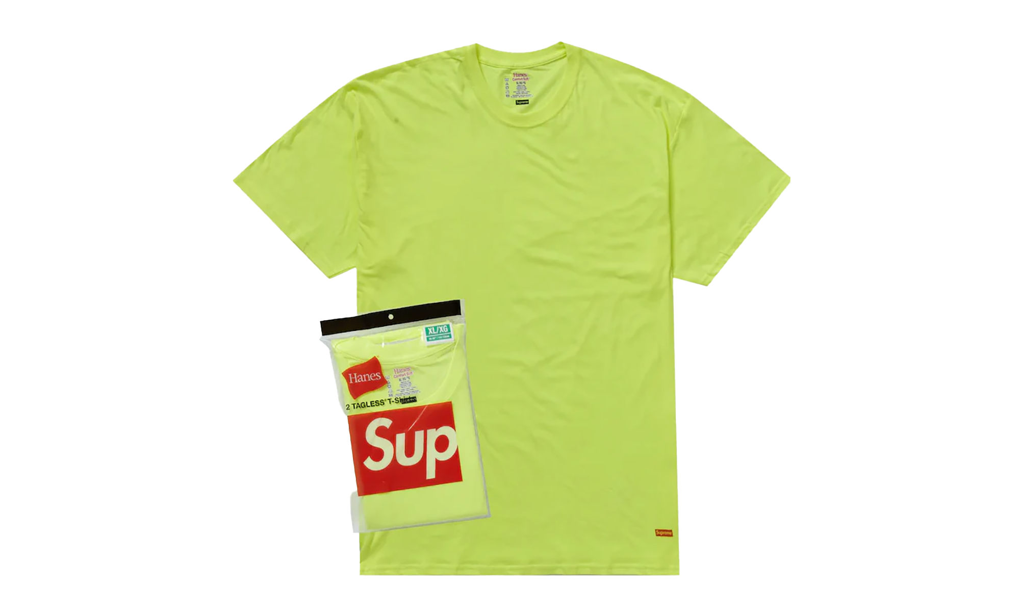 Supreme Hanes Tagless Tees (2 Pack) "SS23 - Fluorescent Yellow" SU25717
