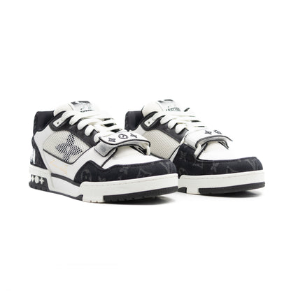 Louis Vuitton Trainer Velcro Strap Monogram Denim Black White