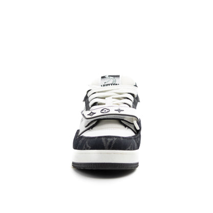 Louis Vuitton Trainer Velcro Strap Monogram Denim Black White