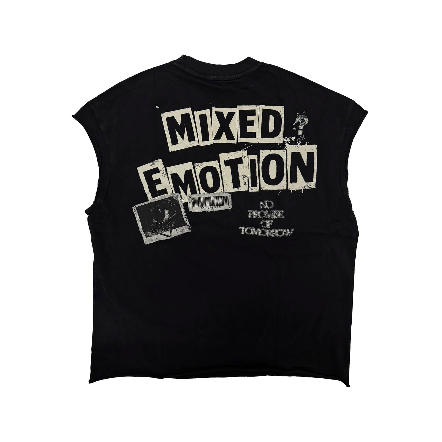 Mixed Emotions Newspaper Sleeveless Tee Black