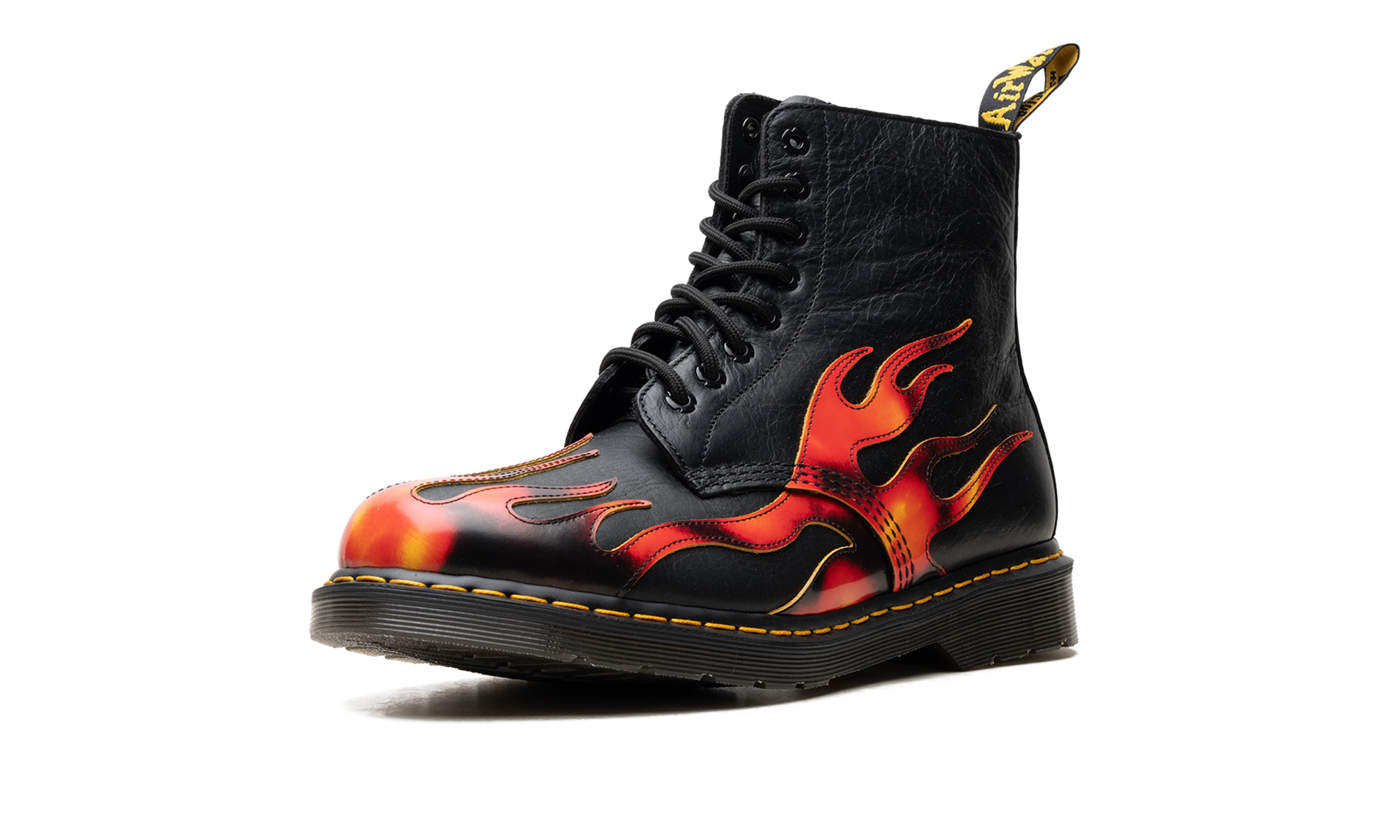 1460 Pascal Flame Arcadia Rub Off Leather Boots "Black / Red / Yellow" 41517001