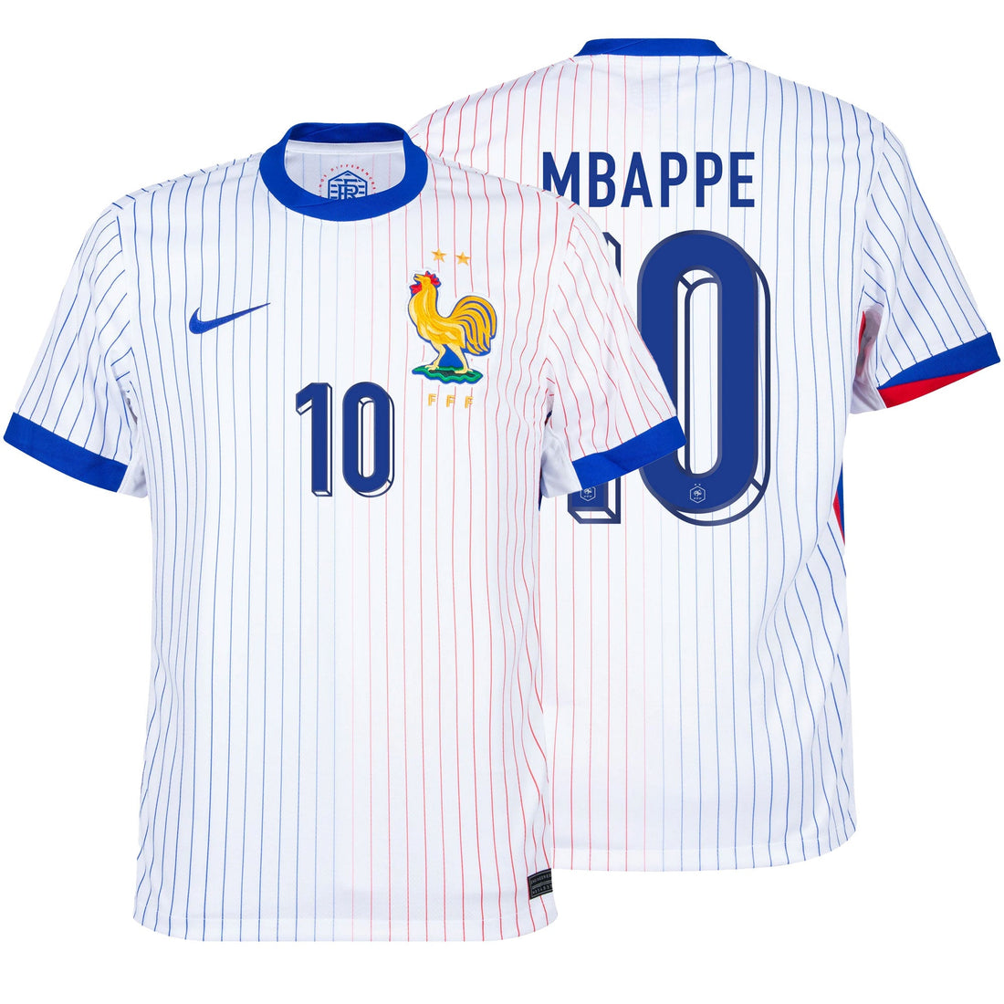 Nike France Kids Away Stadium 2024/25 Jersey w/ Mbappe 