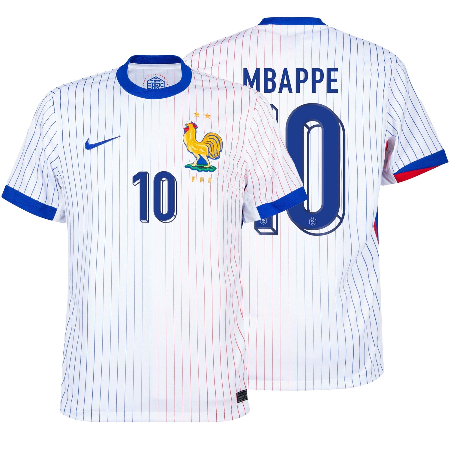 Nike France Kids Away Stadium 2024/25 Jersey w/ Mbappe 