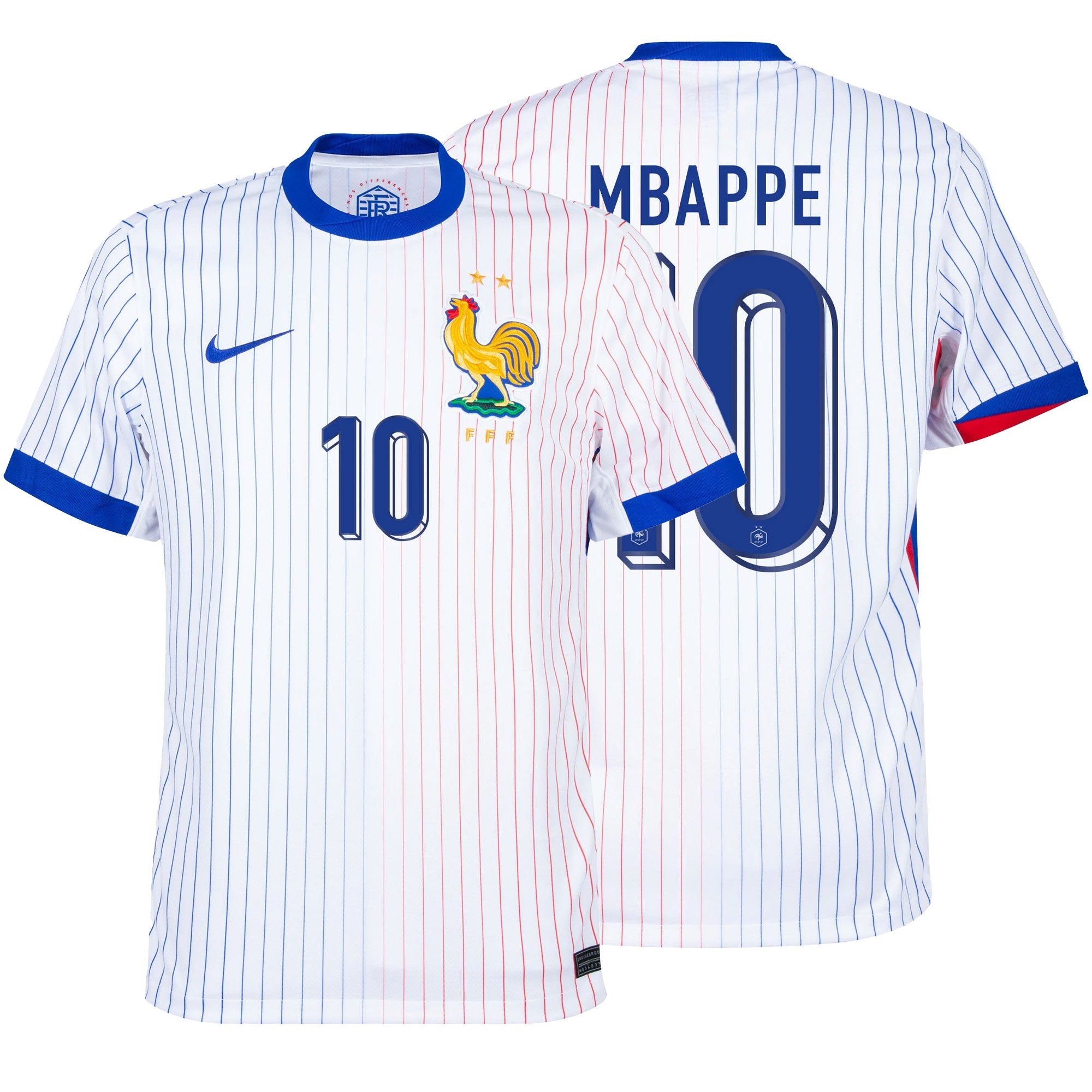 Nike France Kids Away Stadium 2024/25 Jersey w/ Mbappe #10