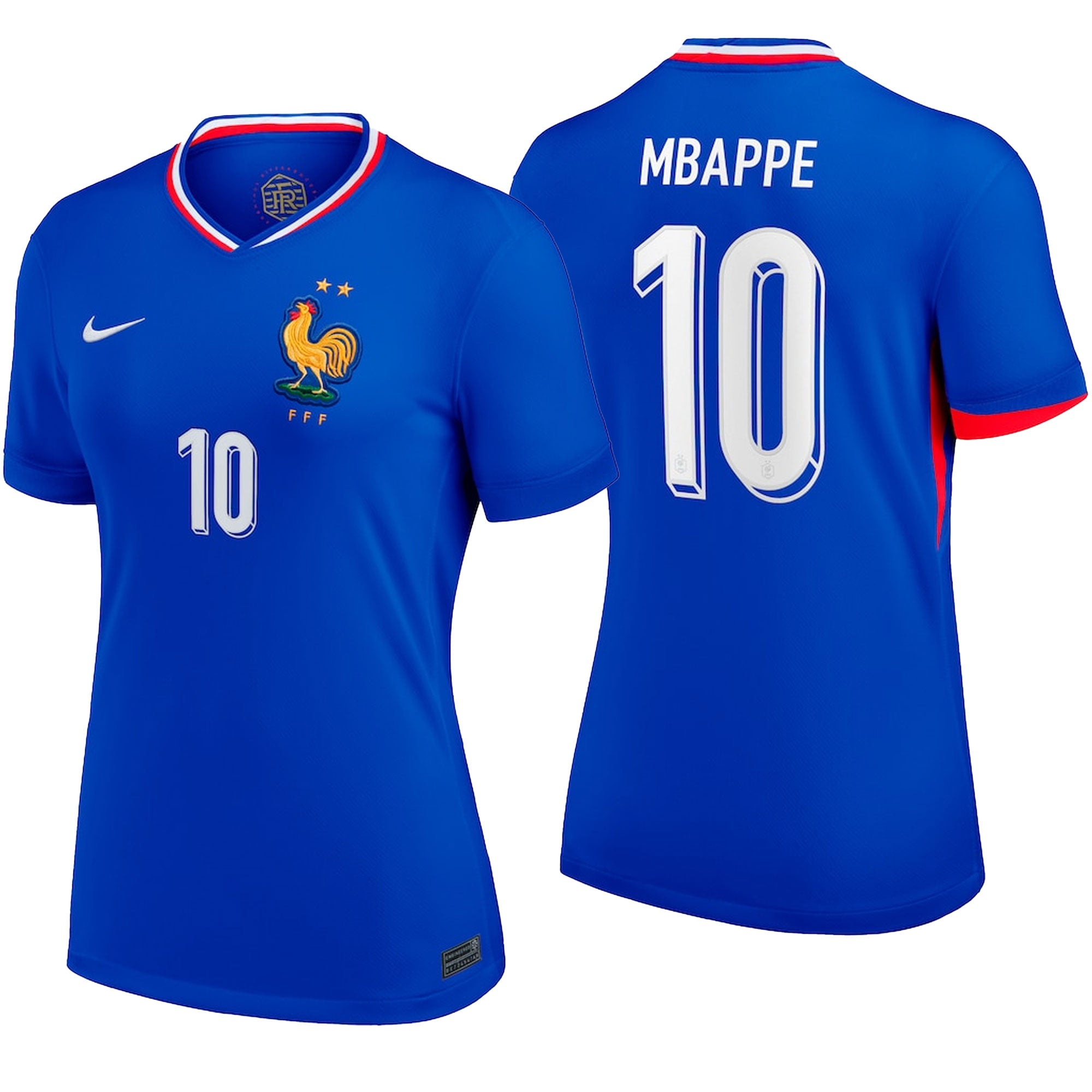 Nike France Women's Home Stadium 2024/25 Jersey w/ Mbappe #10