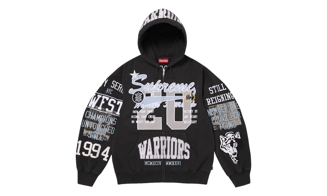 Warriors Appliqué Zip Up Hooded Sweatshirt "SS26 - Black" SU27600
