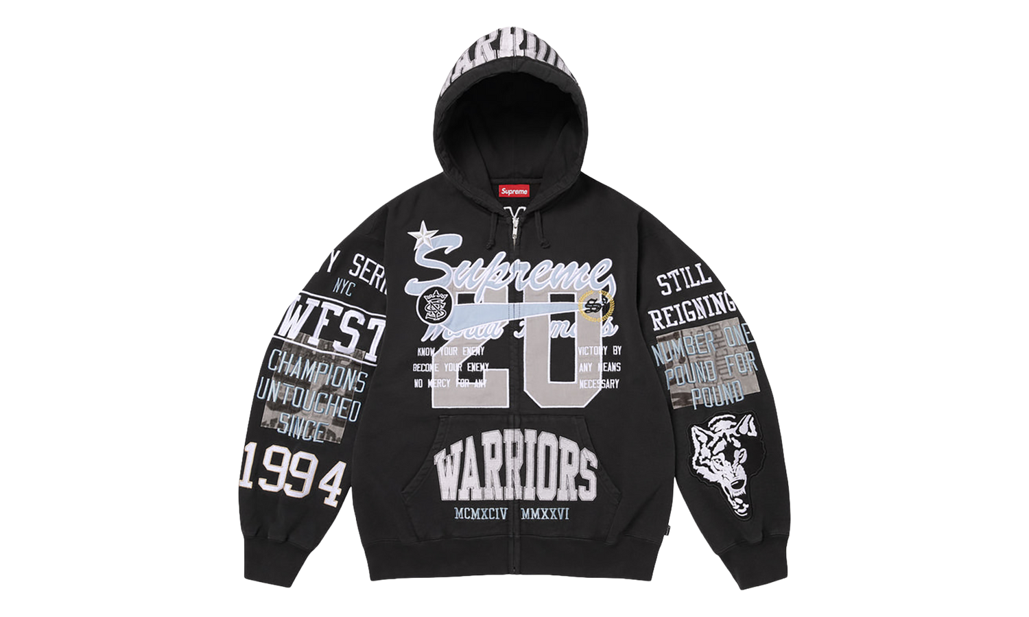 Warriors Appliqué Zip Up Hooded Sweatshirt "SS26 - Black" SU27600