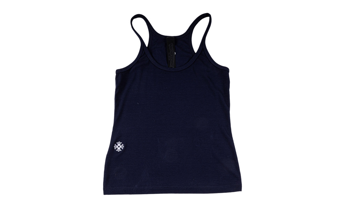 Bad Seed CH Embroidered Black Mini Rib Tank Top "Navy" CHRM1501