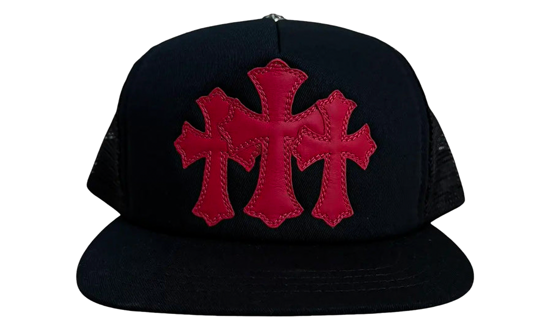 Triple Cross Patch Cemetery Trucker Hat "Black Red" CHRM1604