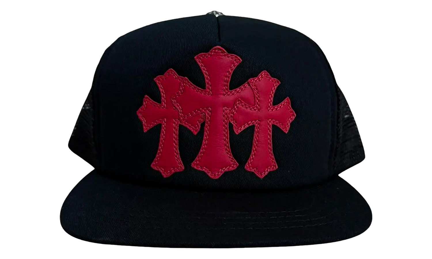 Triple Cross Patch Cemetery Trucker Hat "Black Red" CHRM1604