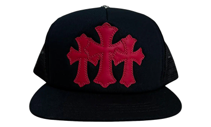 Triple Cross Patch Cemetery Trucker Hat "Black Red" CHRM1604