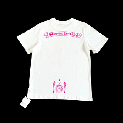 Chrome Hearts x Foti "Harris Teeter" Short Sleeve T-Shirt in White/Pink.