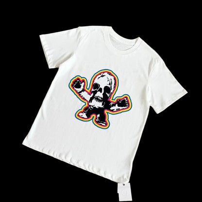 Chrome Hearts x Foti "Harris Teeter" Rainbow Outline T-Shirt in White.
