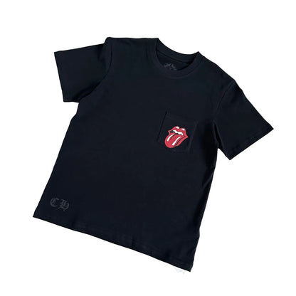 Chrome Hearts x The Rolling Stones Pocket T-Shirt in black.