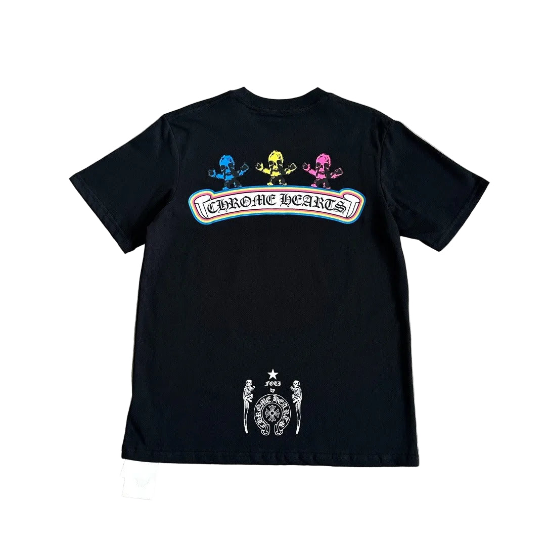 Chrome Hearts x Foti "Harris Teeter" Rainbow Outline T-Shirt in Black.