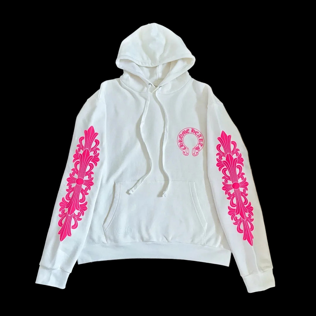 Chrome Hearts hoodie features bold pink