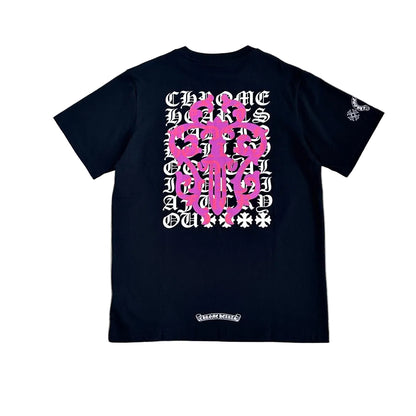 Chrome Hearts Scroll Logo Pocket T-Shirt in Black/White.