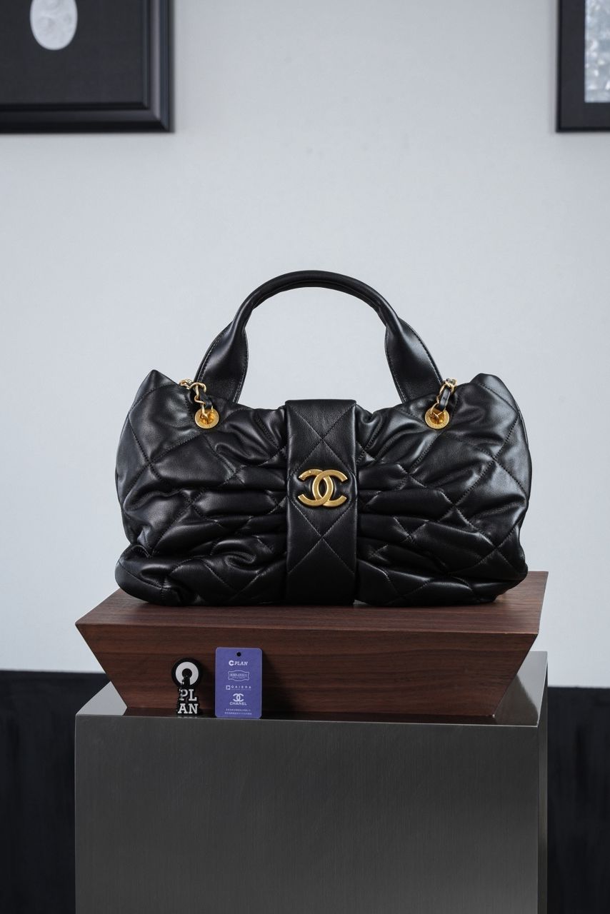 CHANEL Lambskin Quilted Bow Women&