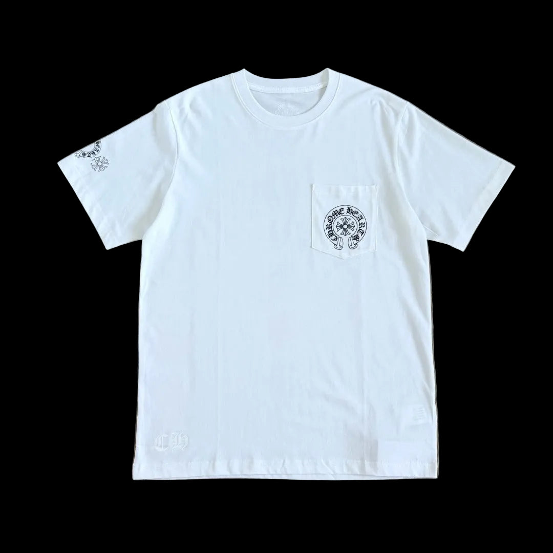 Chrome Hearts Horseshoe Scroll Pocket T-Shirt in white.