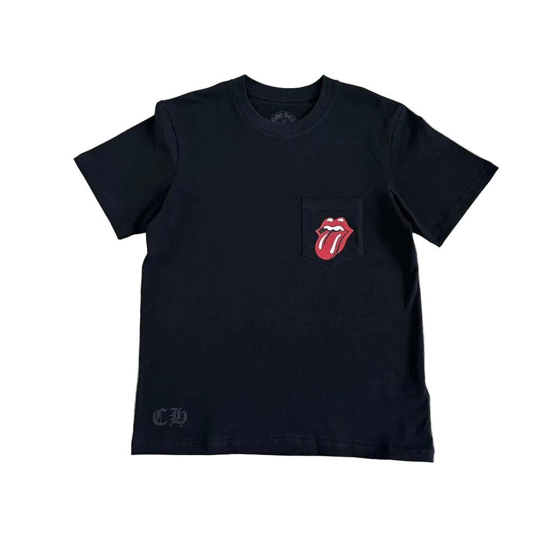 Chrome Hearts x The Rolling Stones Pocket T-Shirt in black.