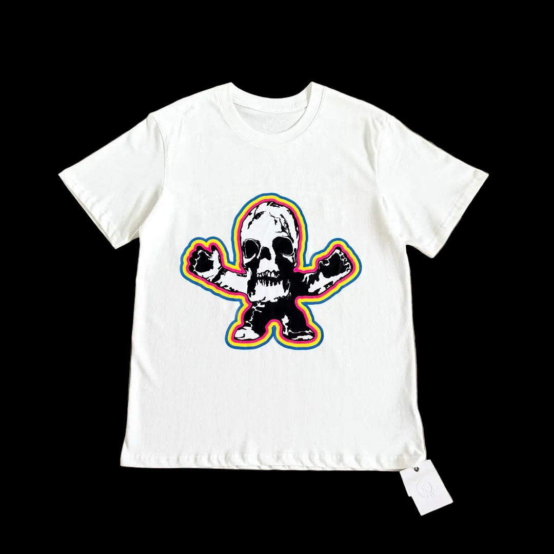 Chrome Hearts x Foti "Harris Teeter" Rainbow Outline T-Shirt in White.