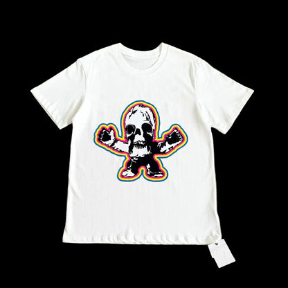 Chrome Hearts x Foti "Harris Teeter" Rainbow Outline T-Shirt in White.