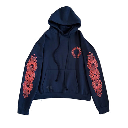 Chrome Hearts hoodie features bold red