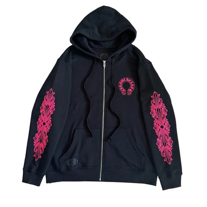 Chrome Hearts hoodie features bold pink