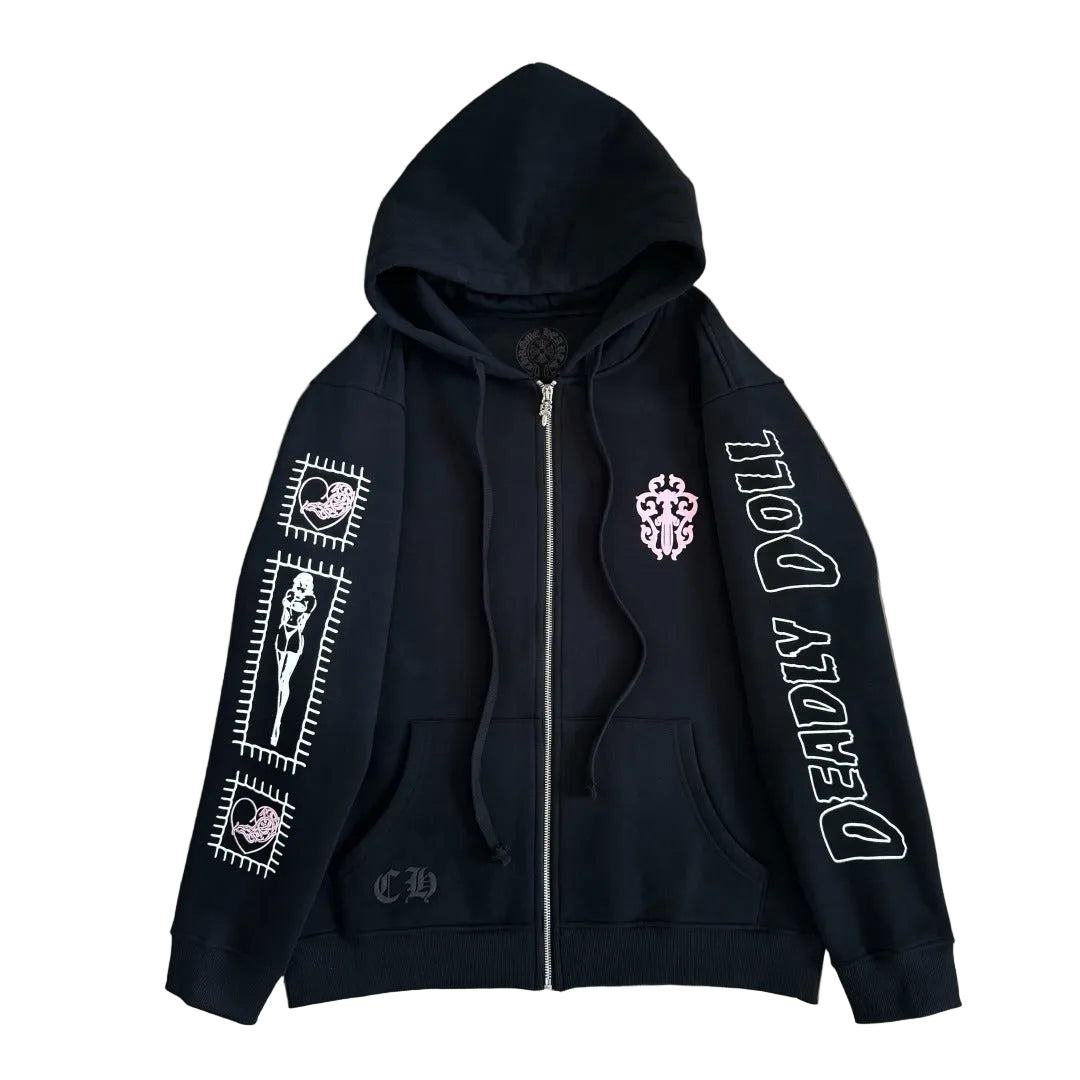 Chrome Hearts x Deadly Doll Black Hoodie.