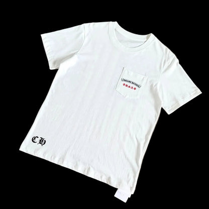 Chrome Hearts USA Flag Scroll Pocket T-Shirt in white.