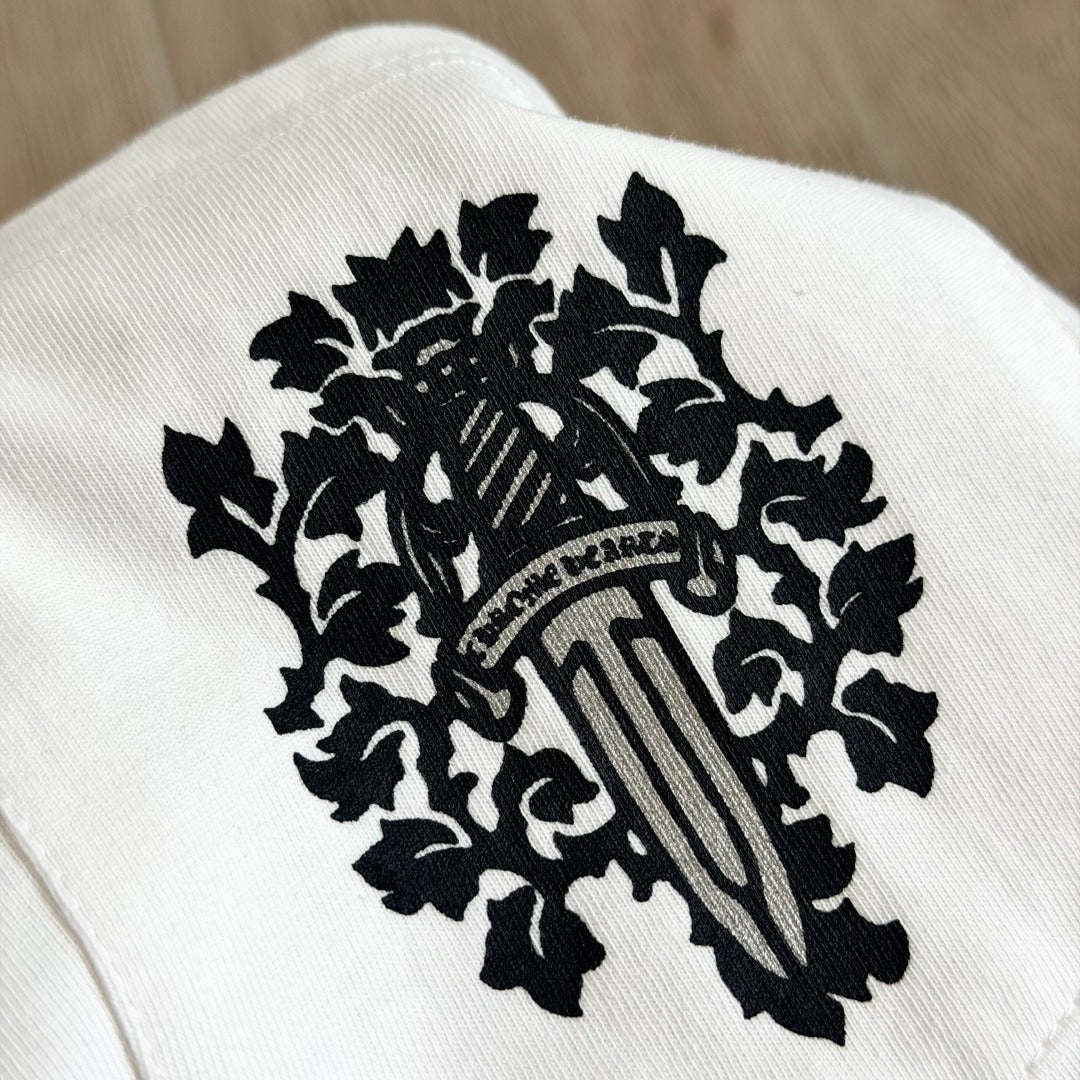 This is a vintage Chrome Hearts Vine Dagger Long Sleeve Pocket T-Shirt in white.