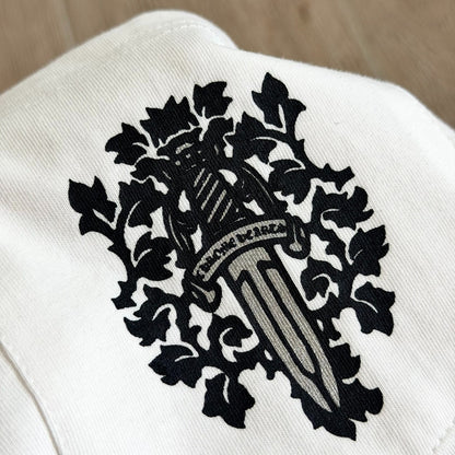 This is a vintage Chrome Hearts Vine Dagger Long Sleeve Pocket T-Shirt in white.