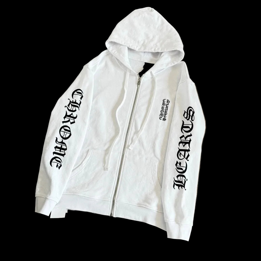 Chrome Hearts Split Block Logo Zip-Up Hoodie
