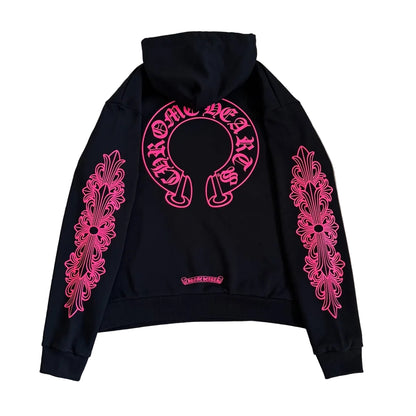 Chrome Hearts hoodie features bold pink
