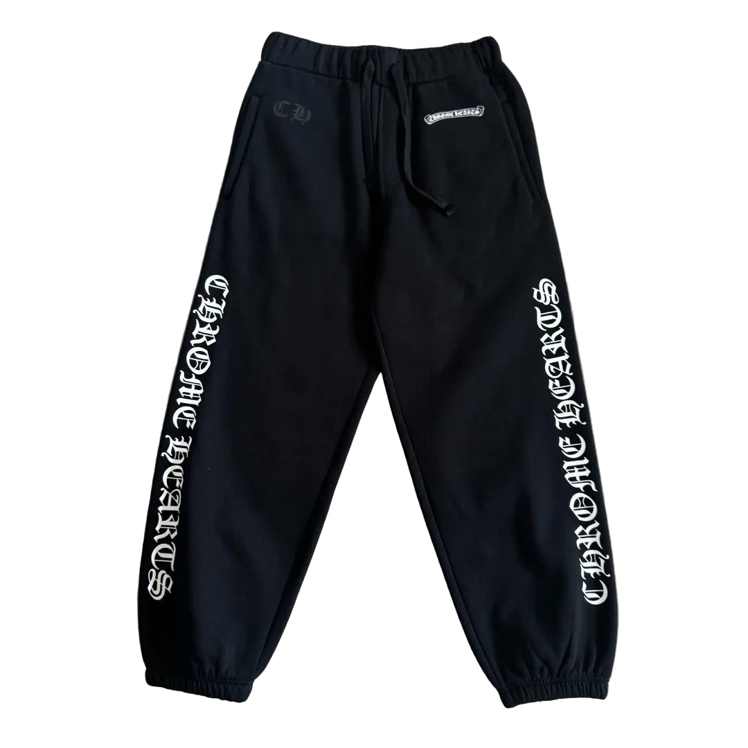 Chrome Hearts Scroll Logo Sweatpants in black.Product Details
