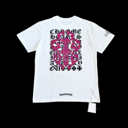 Chrome Hearts Scroll Logo Pocket T-Shirt in Black/White.