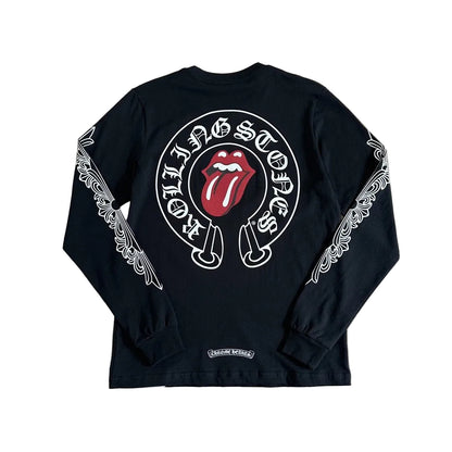 Chrome Hearts x The Rolling Stones Floral Sleeve Pocket Long-Sleeve T-Shirt in black.