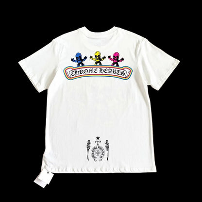 Chrome Hearts x Foti "Harris Teeter" Rainbow Outline T-Shirt in White.