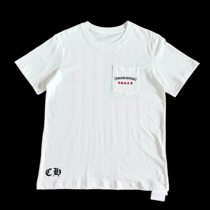 Chrome Hearts USA Flag Scroll Pocket T-Shirt in white.