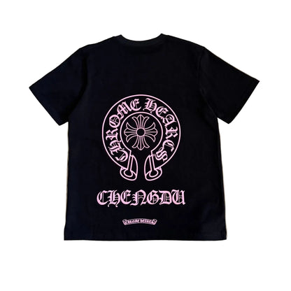 Chrome Hearts Pink Horseshoe Pocket T-Shirt in Black/Pink