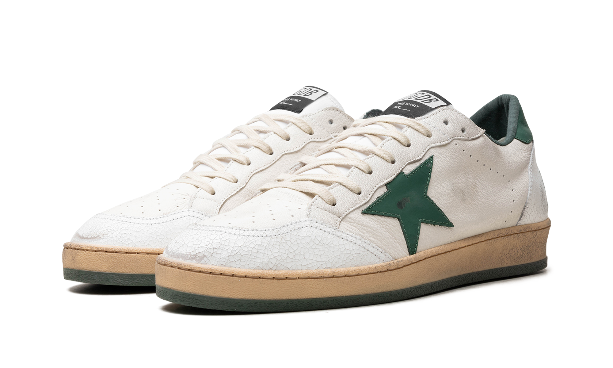 BALLSTAR NAPPA UPPER MATT LEATHER STAR CRACK TOE “WHITE GREEN” Secondary image