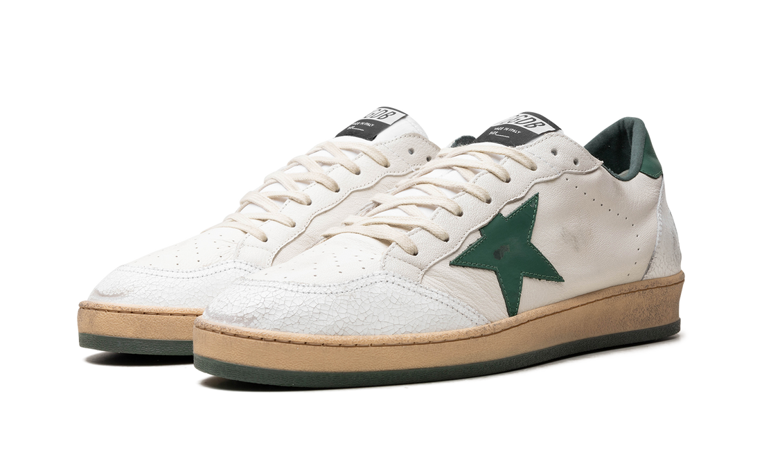 BALLSTAR NAPPA UPPER MATT LEATHER STAR CRACK TOE “WHITE GREEN”
