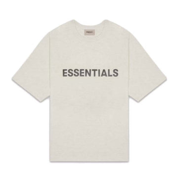 Fear of God Essentials Boxy T-Shirt Applique Logo Heather Oatmeal