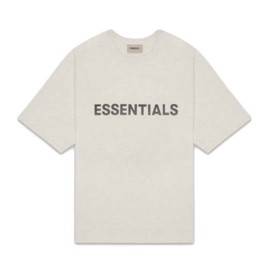 Fear of God Essentials Boxy T-Shirt Applique Logo Heather Oatmeal