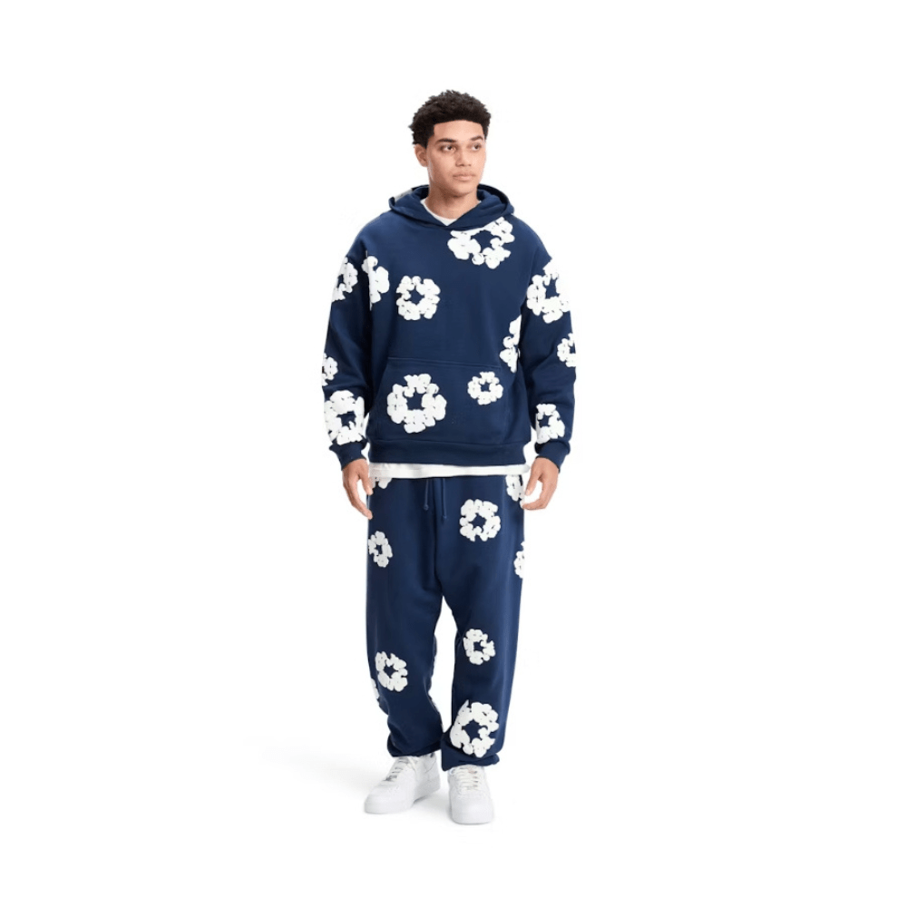 Denim Tears Hoodie Navy Cotton Wreath