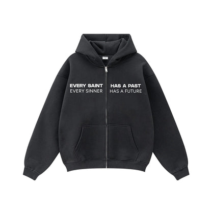 Compliments Sinner &amp; Saint Black Wash Zip-Up Hoodie