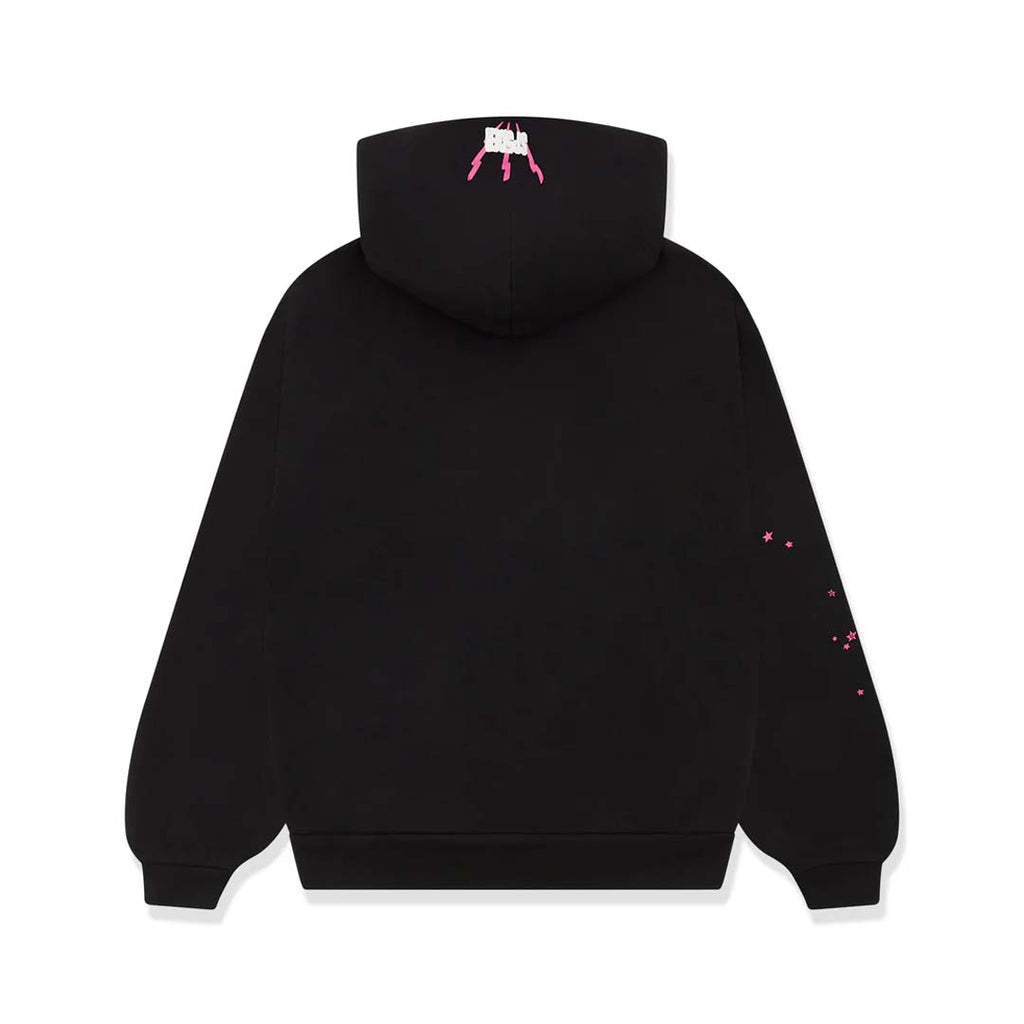 Sp5der Angel Number Web Hoodie Black Pink