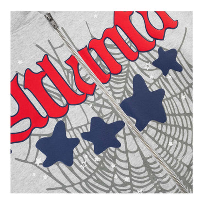 Sp5der Atlanta Heather Grey Zip Up Hoodie