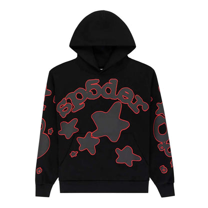 Sp5der Beluga Outline Hoodie Black Red